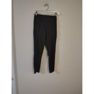 LegEnd Active Black High Waisted Leggings with Strappy Side Pockets Womens Small